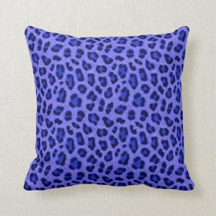 Lavender Blue Leopard Animal Print Skin Pattern  Cushion