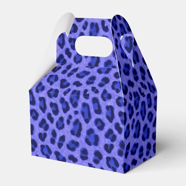 Lavender Blue Leopard Animal Print Skin Pattern Favour Box (Front Side)