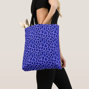 Lavender Blue Leopard Animal Print Skin Pattern Tote Bag