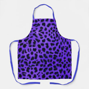 Lavender Blue Leopard Print Pattern Cooking Apron