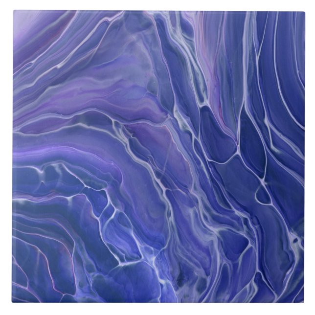 Lavender Blue Marble Acrylic Abstract Ceramic Tile (Front)