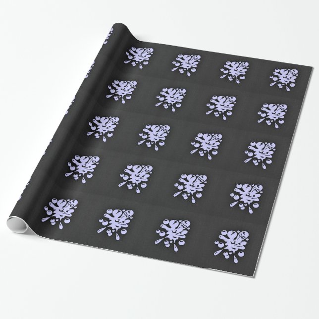 Lavender Blue Paintball Wrapping Paper (Unrolled)