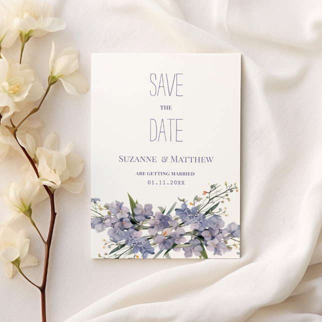 Lavender blue pink mint wildflowers Save the Date Invitation (Lavender blue pink mint wildflowers Save the Date)