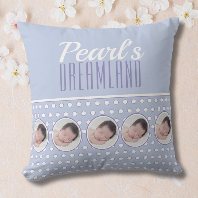 Lavender Blue Polka Dot Nursery Gift Cushion (Creator Uploaded)
