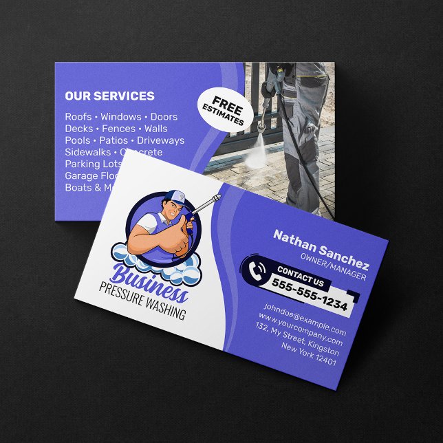 Lavender Blue Pressure Washing Power Wash Cleaning Business Card (Creator Uploaded)