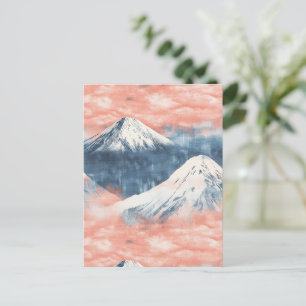 Lavender Blue Snow Mountain Sunset Pattern Postcard
