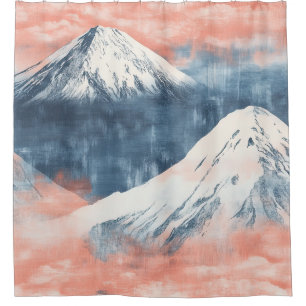 Lavender Blue Snow Mountain Sunset Pattern Shower Curtain