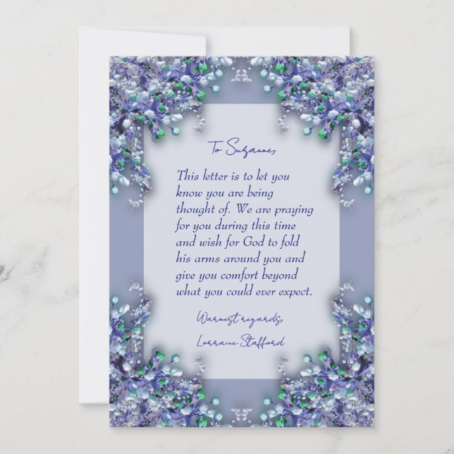 Lavender Blue Spring Lilacs Sympathy Card (Front)