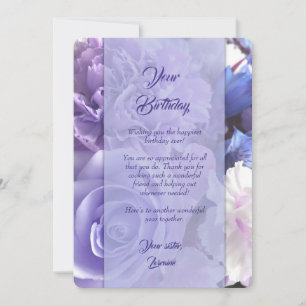 Lavender Blue Spring Rose Birthday Card