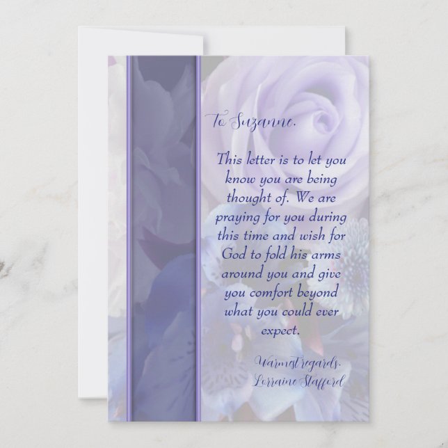 Lavender Blue Spring Rose Sympathy Card (Front)