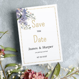 Lavender blue summer wildflower Save the Date Invitation