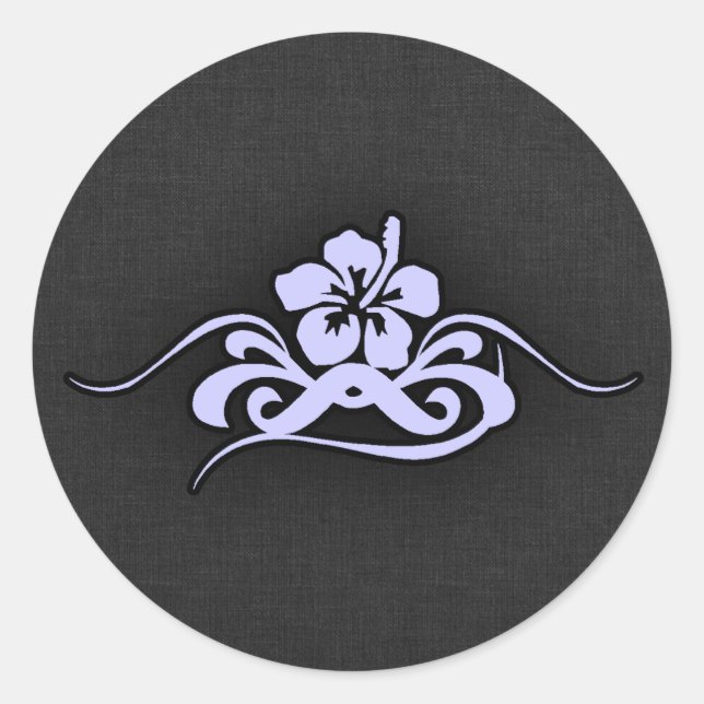 Lavender Blue Tropical Hibiscus Classic Round Sticker (Front)