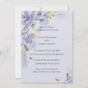 Lavender Blue Watercolor Wedding Invitation