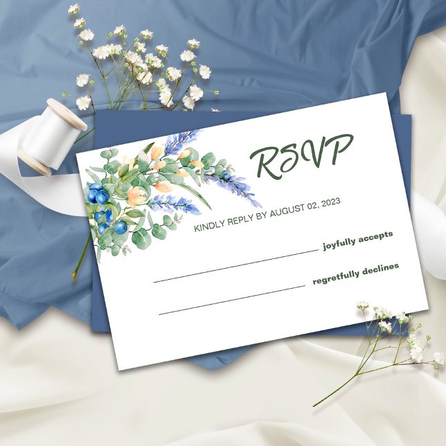 Lavender Blueberry Rustic RSVP Wedding Card (Creator Uploaded)