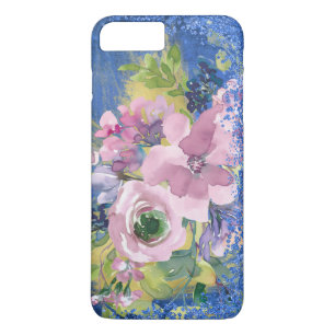 Lavender Blues Watercolor Floral Glitter iPhone 8 Plus/7 Plus Case