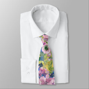 Lavender Blues Watercolor Floral Tie