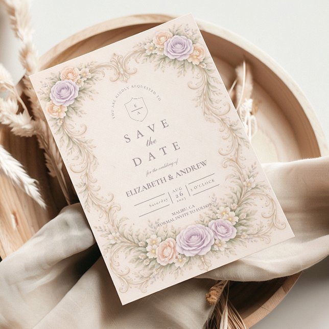 Lavender Blush Baroque Garden Wedding Save The Date (Creator Uploaded)