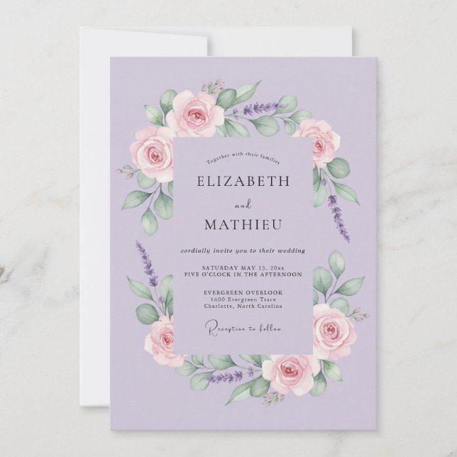 Lavender Blush Botanical Bloom Wedding Invitation (Front)