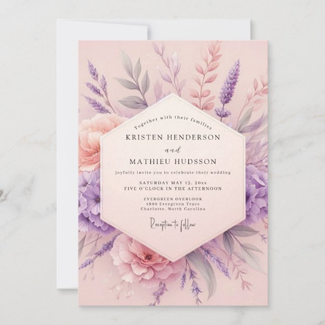 Lavender Blush Botanical Romance Wedding Invitation (Front)
