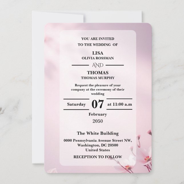 Lavender Blush Dreamy Wedding Invite (Front)
