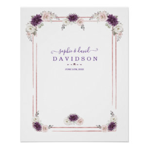 Lavender Blush Floral Wedding Gold Photo Booth Tap Poster