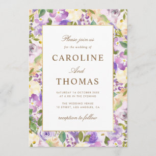 lavender blush floral wedding invitation