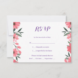 Lavender Blush Floral Wedding RSVP Card