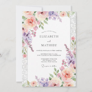 Lavender Blush Floral Whimsy Wedding Invitation