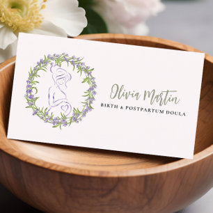Lavender & Blush Modern Birth & Postpartum Doula Business Card