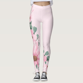 Lavender Blush Pink Floral Leggings