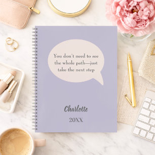 Lavender blush pink ivory inspirational goal quote notebook
