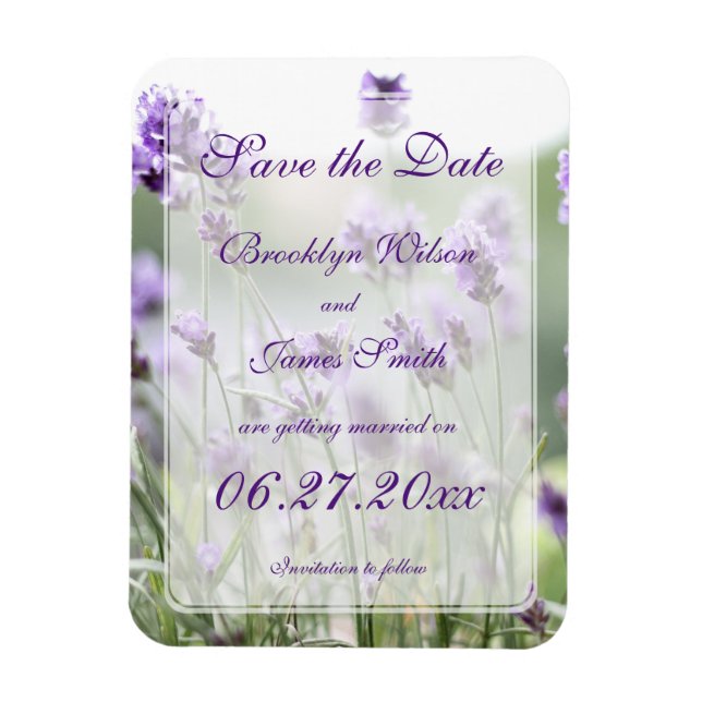 Lavender Bohemian Wedding Save The Date Magnets (Vertical)