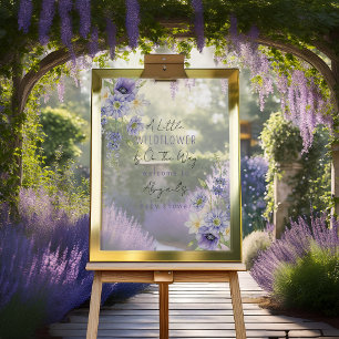 Lavender Boho A Little Wildflower Baby Shower Acrylic Sign