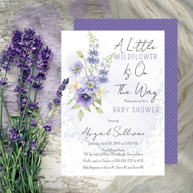 Lavender Boho A Little Wildflower Baby Shower Invitation (A Little Wildflower Is On The Way Lavender Floral Baby Shower Invitation - Print | Digital Download)