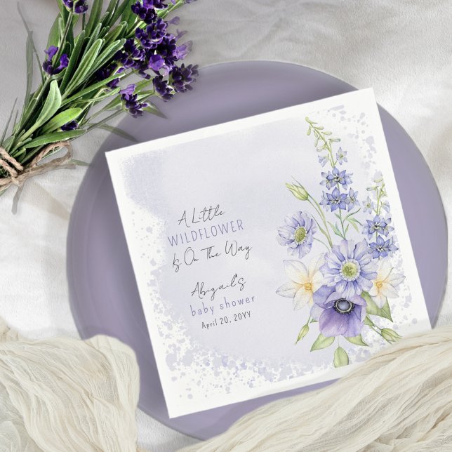 Lavender Boho A Little Wildflower Baby Shower Napkin (Creator Uploaded)