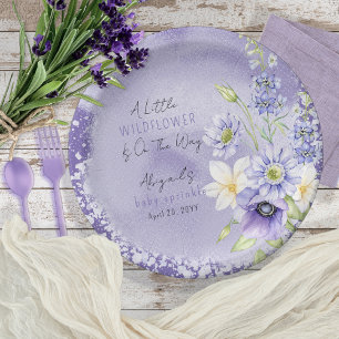 Lavender Boho A Little Wildflower Baby Sprinkle Paper Plate