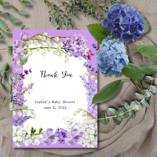 Lavender Boho Baby In Bloom Baby Shower Thank You Card