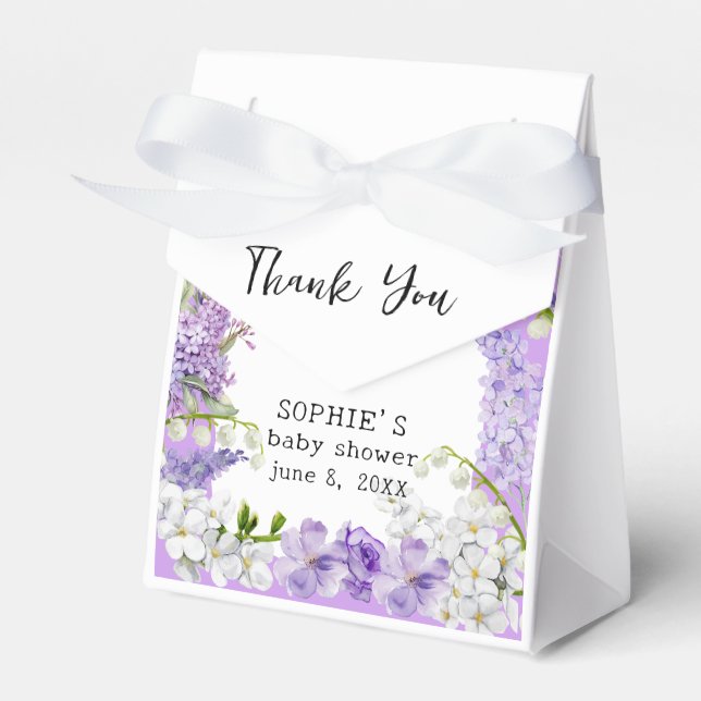 Lavender Boho Florals Customised Baby Shower Favour Box (Front Side)