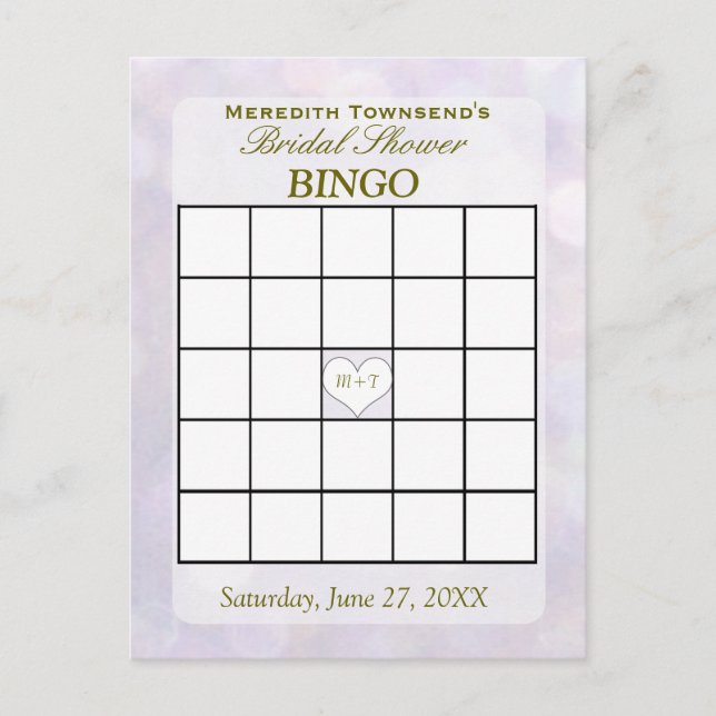Lavender Bokeh | Bingo Card (Front)