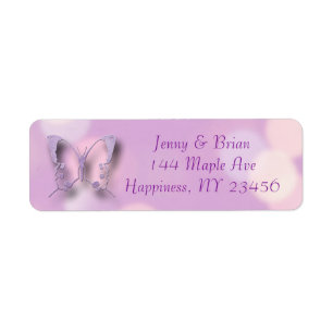 Lavender Bokeh Butterflies Return Address Label