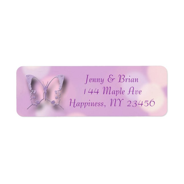 Lavender Bokeh Butterflies Return Address Label (Front)