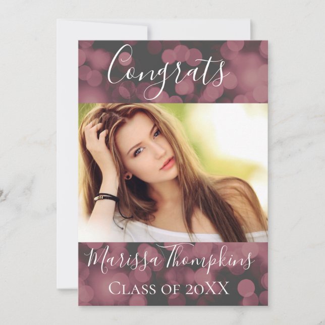 Lavender Bokeh Chic Graduation Invitation Card (Front)