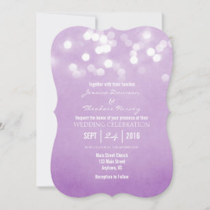 Lavender Bokeh Glitter Lights Wedding Invitation