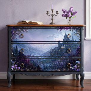 Lavender Border Moody Gothic Castle Tissue Paper