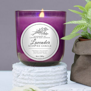Lavender botanic art mono candle ingredients classic round sticker