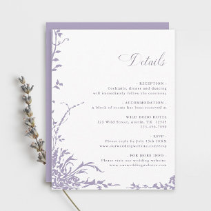  Lavender Botanical Arch Garden Wedding Details Enclosure Card