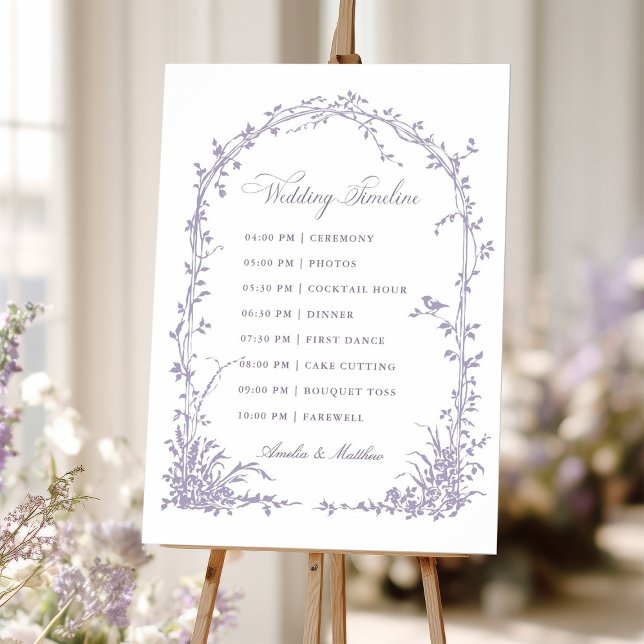 Lavender Botanical Arch Garden Wedding Timeline Poster (Creator Uploaded)