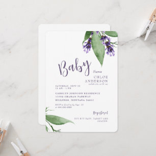 Lavender Botanical Baby Girl Shower Invitation