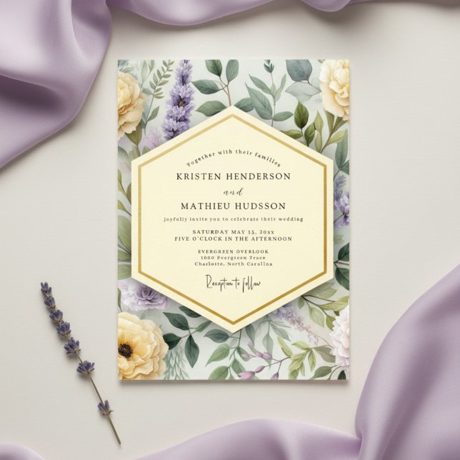 Lavender Botanical Bloom Wedding Invitation (Creator Uploaded)