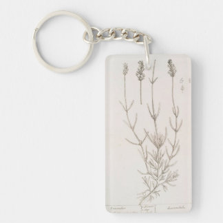Lavender botanical drawing keychain